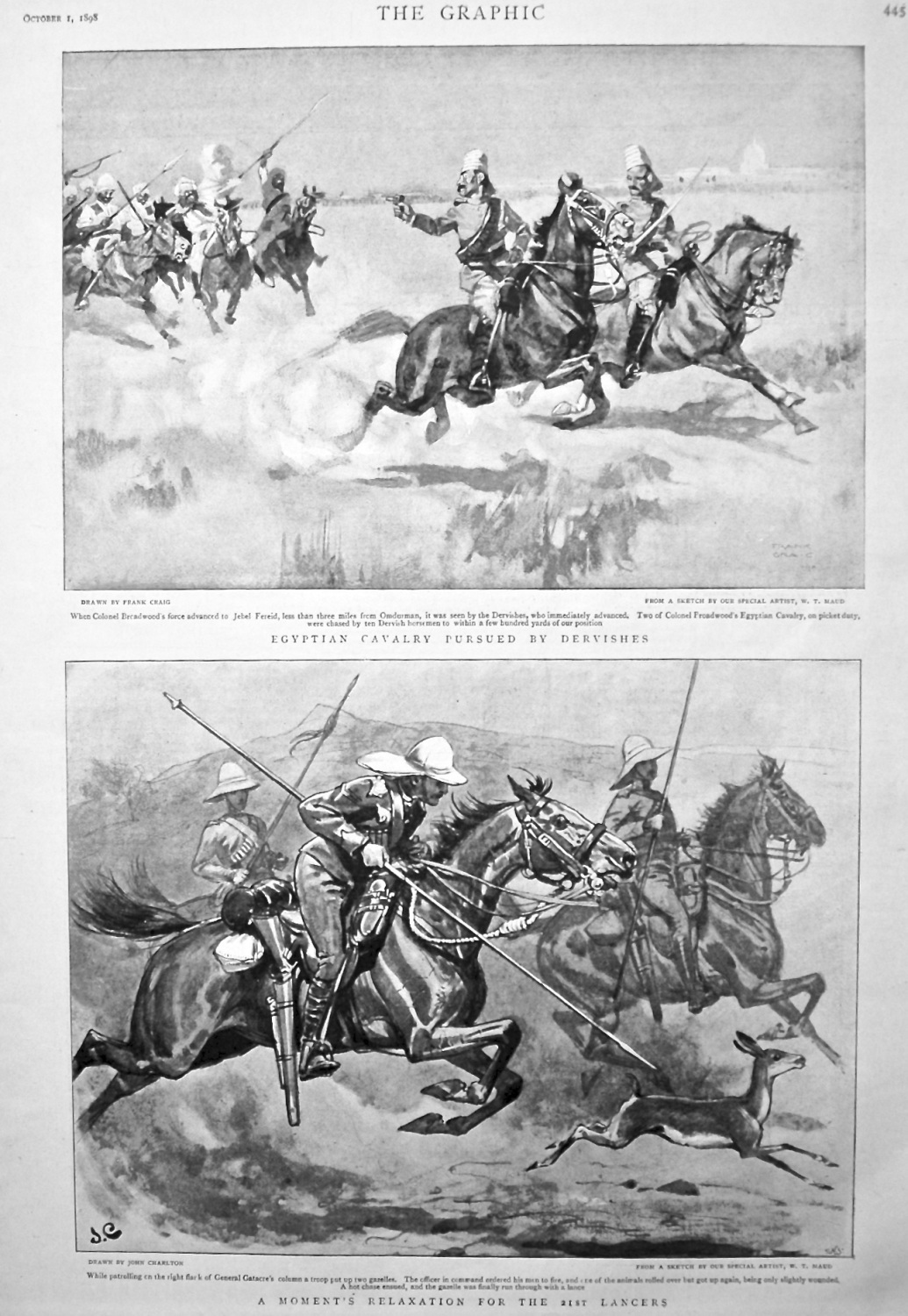Egyptian Cavalry Pursued by Dervishes. 1898.