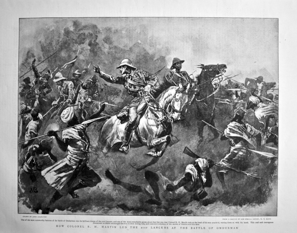 How Colonel R. H. Martin led the 21st Lancers at the Battle of Omdurman. 1898.