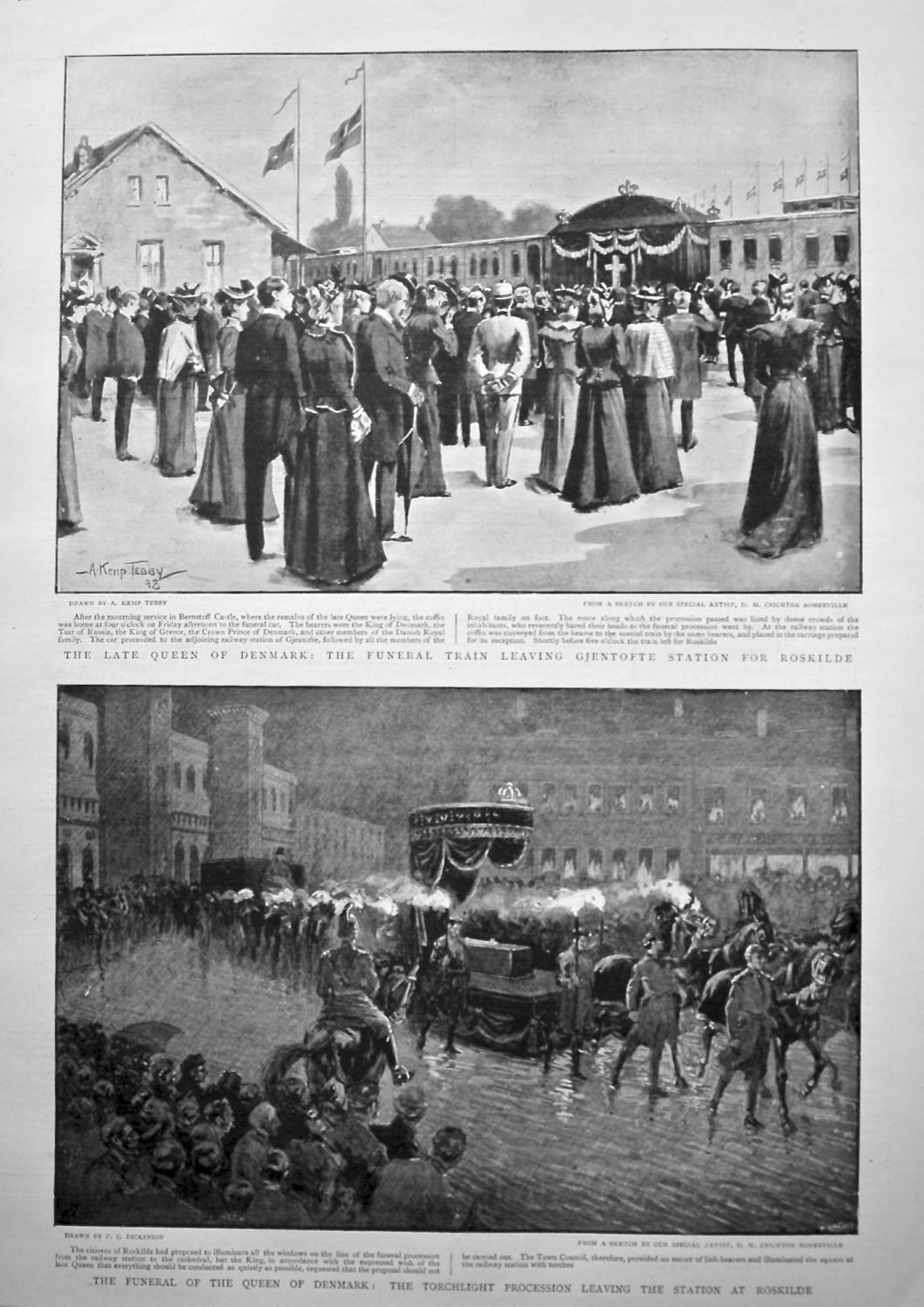 The Funeral of the Queen of Denmark : The Torchlight Procession leaving the