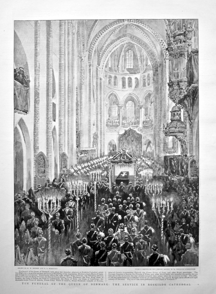 The Funeral of the Queen of Denmark : The Service in Roskilde Cathedral. 1898.