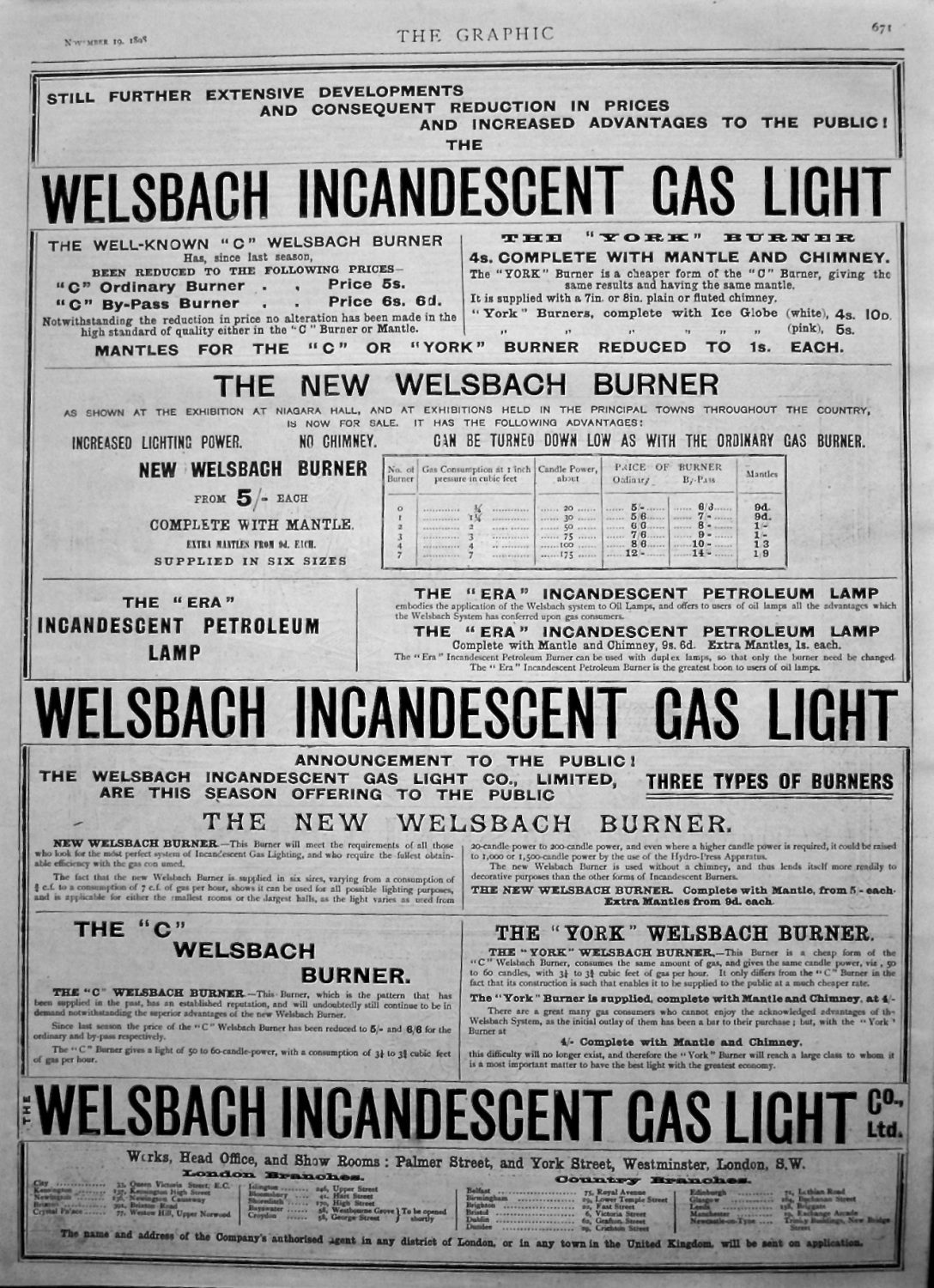 Welsbach Incandescent Gas Light. 1898.