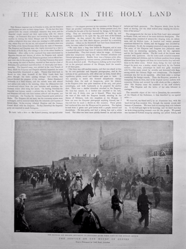 The Graphic, November 19th, 1898.  (Supplement)  :  The Kaiser in the Holy Land. 