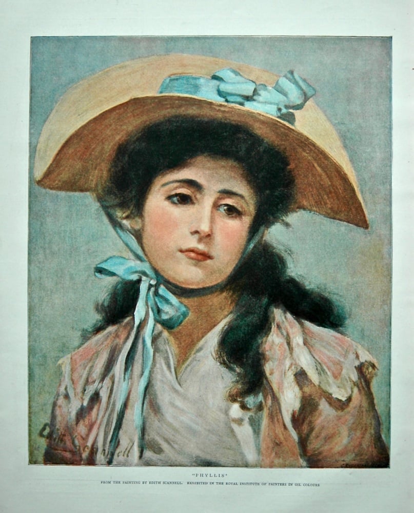 "Phyllis" (From the painting by Edith Scannell. Exhibited in the Royal Institute of painters in Oil Colours). 1898.
