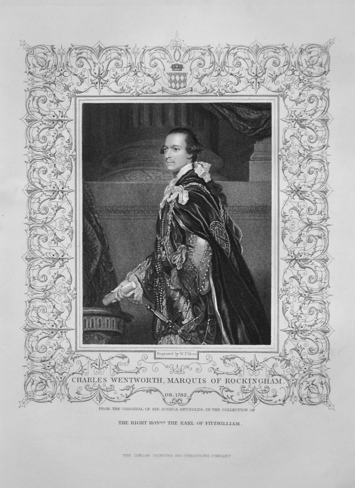 Charles Wentworth, Marquis of Rockingham. OB. 1782. From the original of Sir Joshua Reynolds, in the collection of The Right Hon. The Earl of Fitzwill