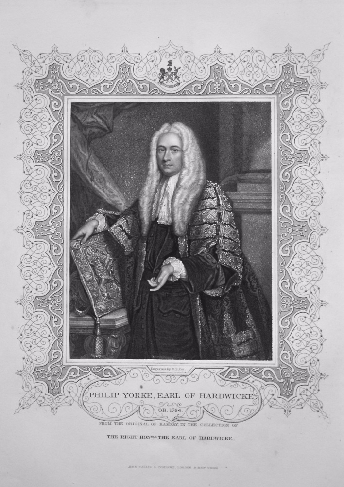 Philip Yorke, Earl of Hardwicke. OB. 1764.  From the original of Ramsay, in the Collection of The Right Hon. The Earl of Hardwicke.