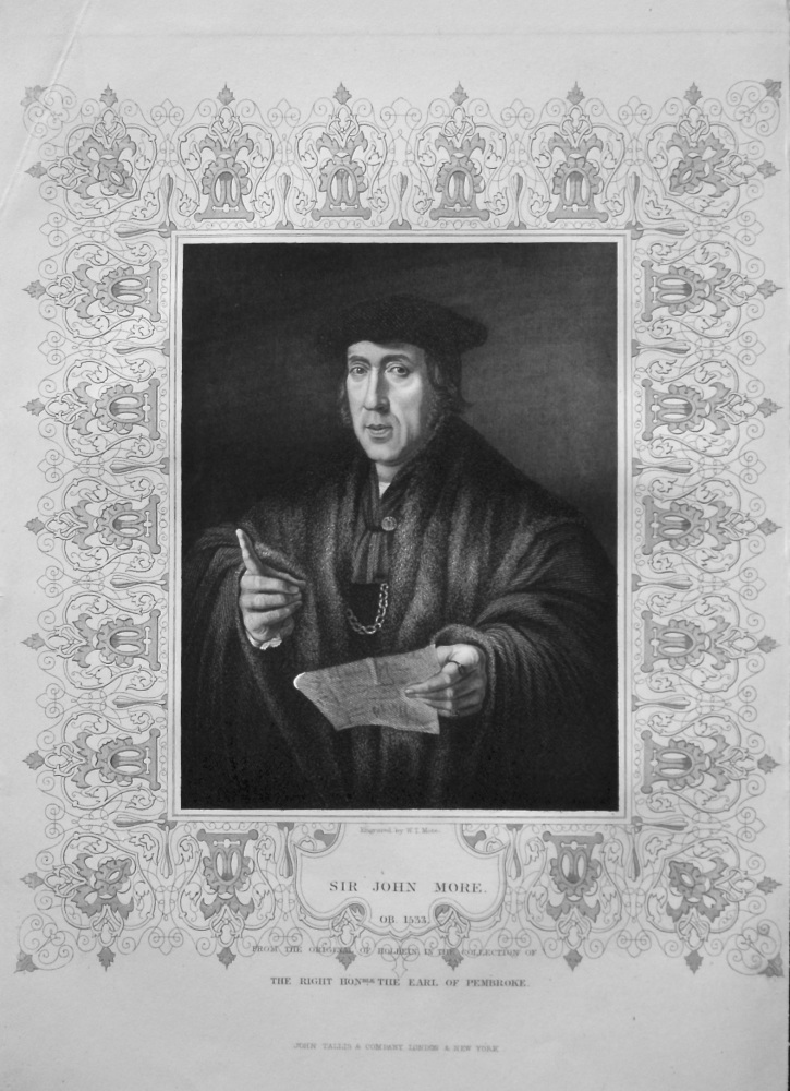 Sir John More.  OB. 1533.  From the original of Holbein in the collection of The Right Hon. the Earl of Pembroke.