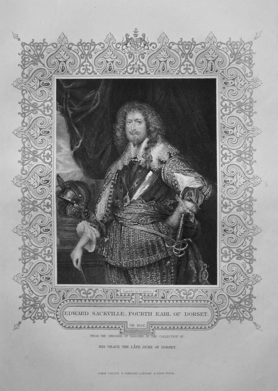Edward Sackville, Fourth Earl of Dorset.  OB. 1652.  From the original of V
