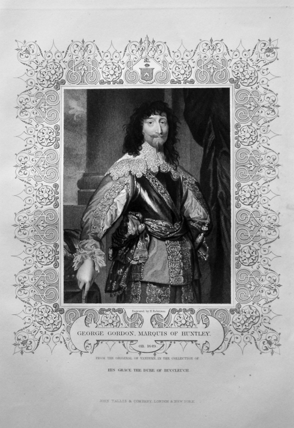 George Gordon, Marquis of Huntley.  OB. 1649.  From the original of Vandyke