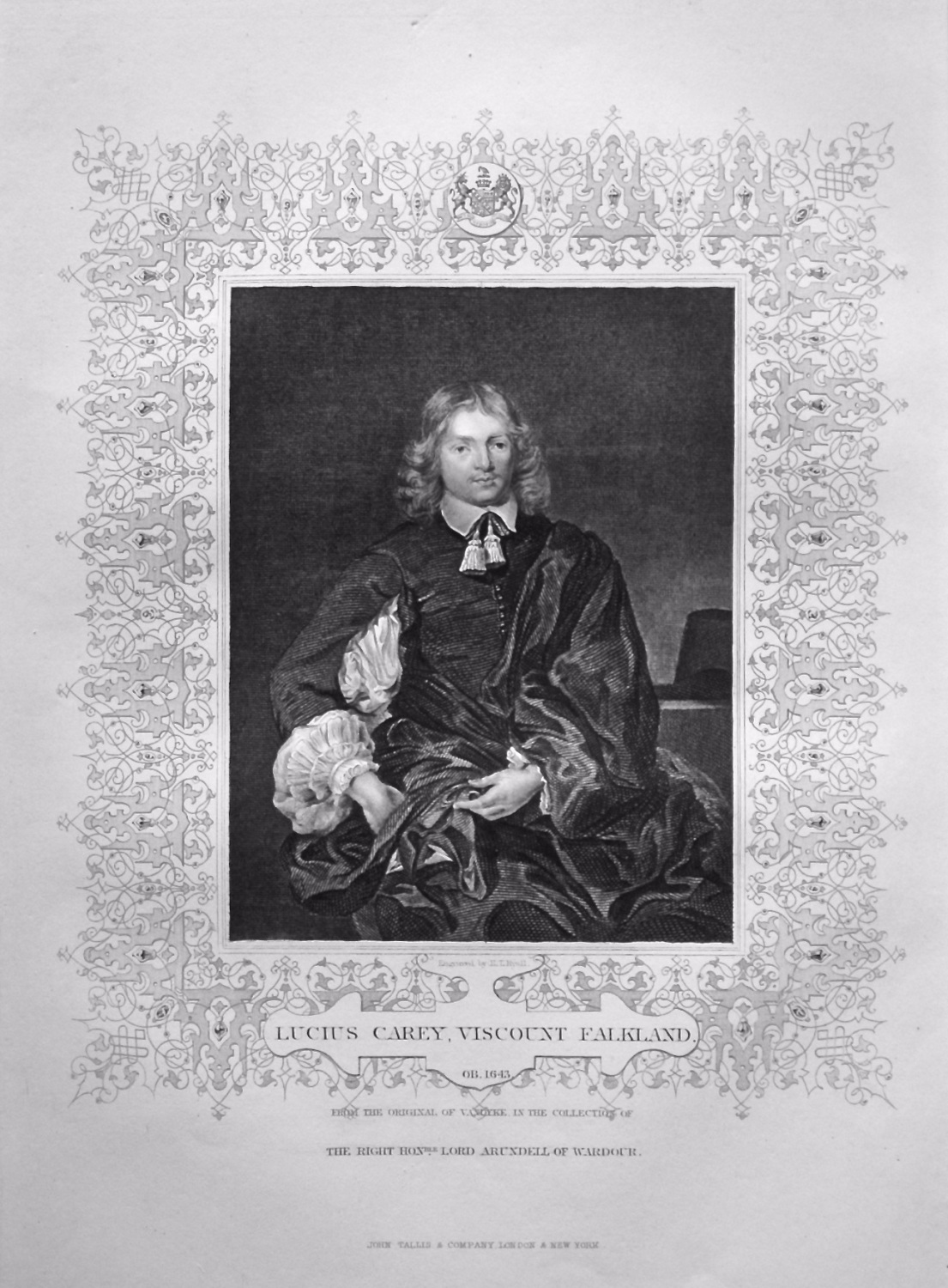Lucius Carey, Viscount Falkland.  OB. 1643.  From the original of Vandyke, 