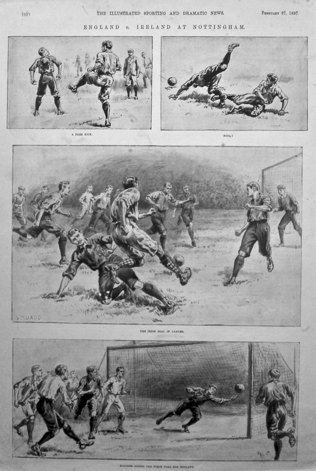 England v. Ireland at Nottingham.  (Football). 1897.