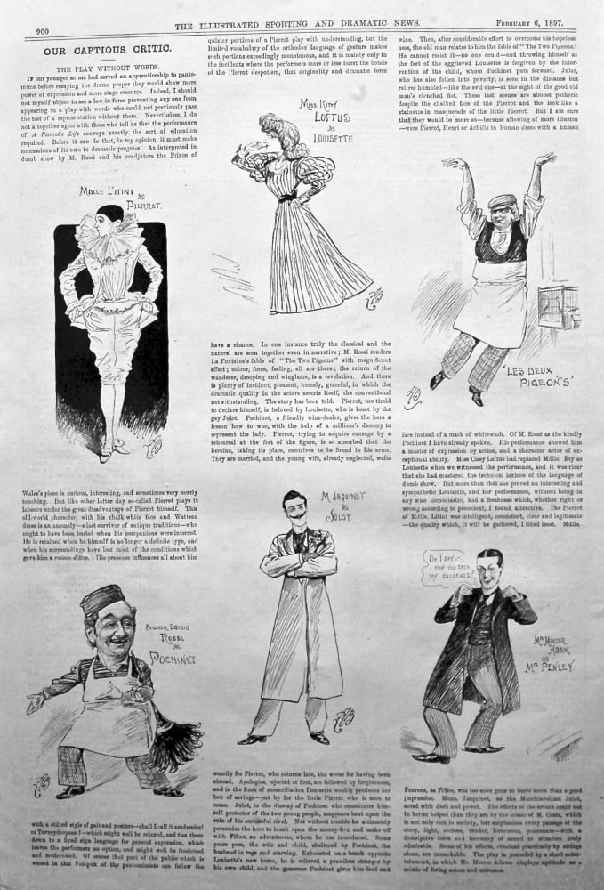 Our Captious Critic, February 6th, 1897.  :  "The Play without Words." (A. Pierrot's Life) at the Prince of Wales's Theatre.  