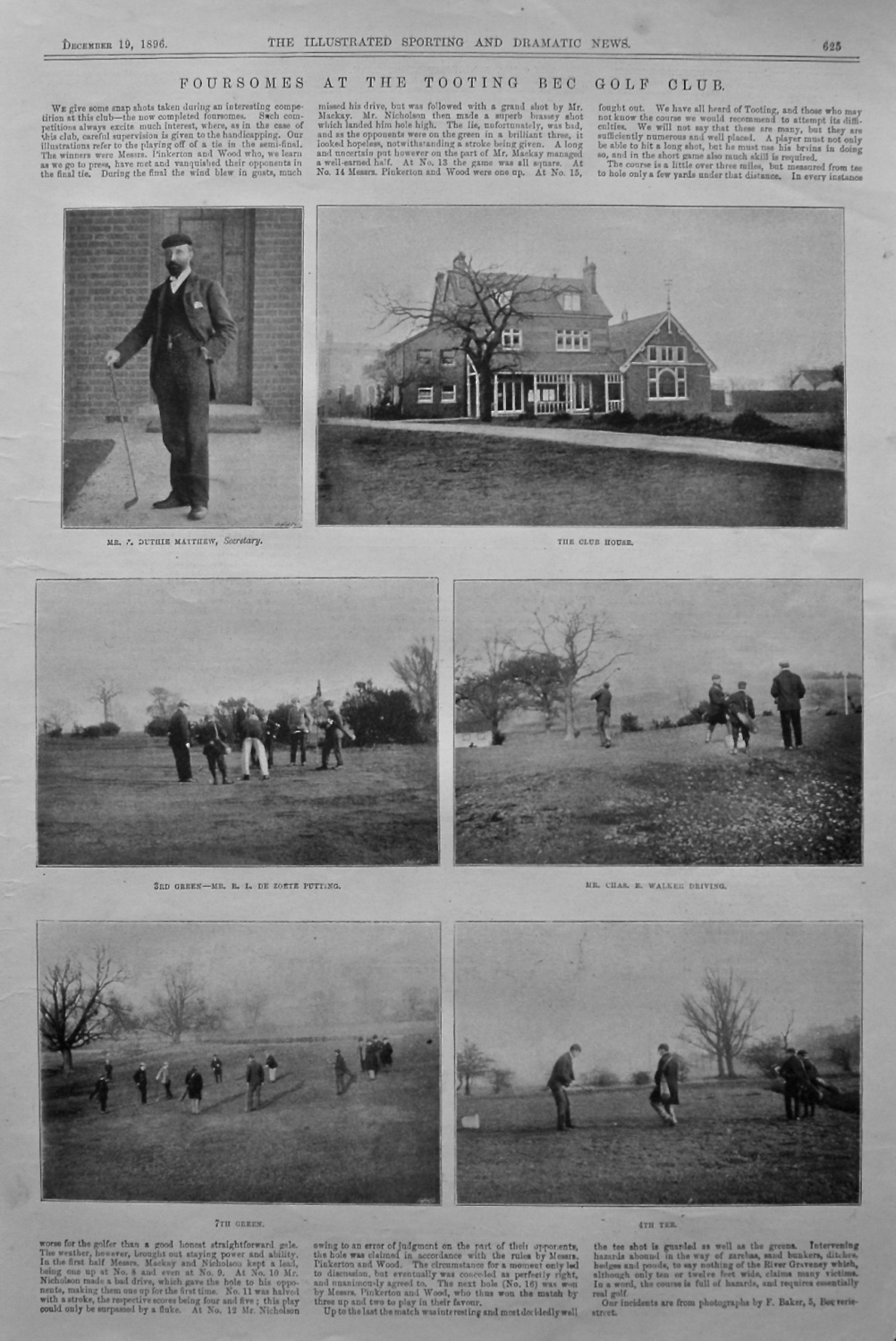 Foursomes at the Tooting Bec Golf Club. 1896.