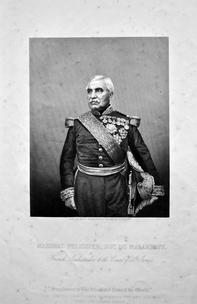 Marshal Pelissier, Duc De Malakhoff, French Ambassador to the Court of St. James.  1858c.