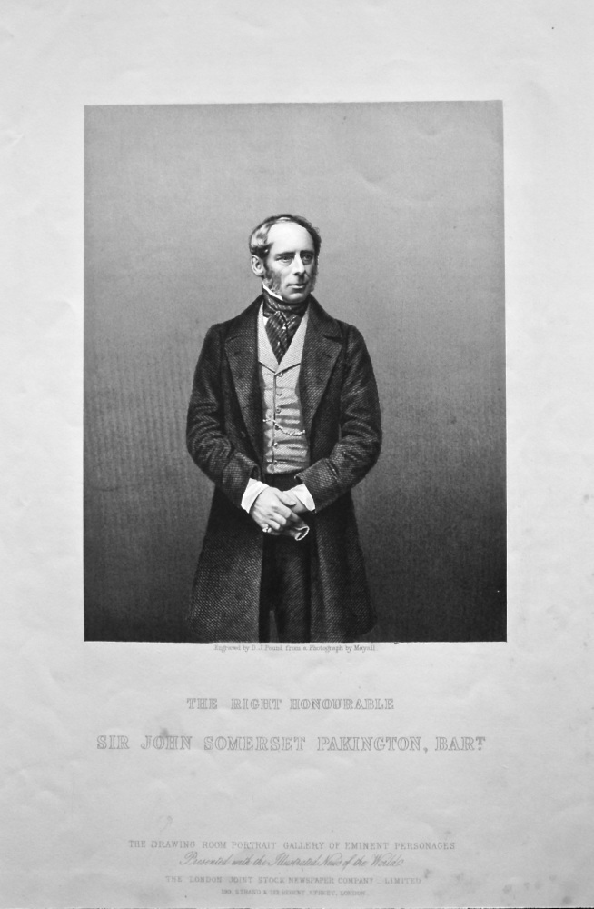 The Right Honourable Sir John Somerset Pakington, Bart.  1858c.
