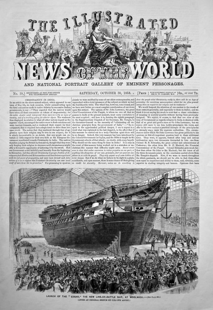 The Illustrated News of the World. October 30th, 1858.