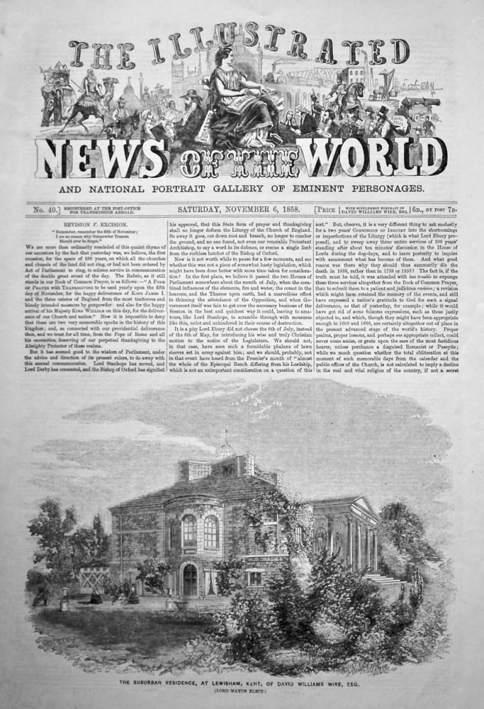 The Illustrated News of the World. November 6th, 1858.