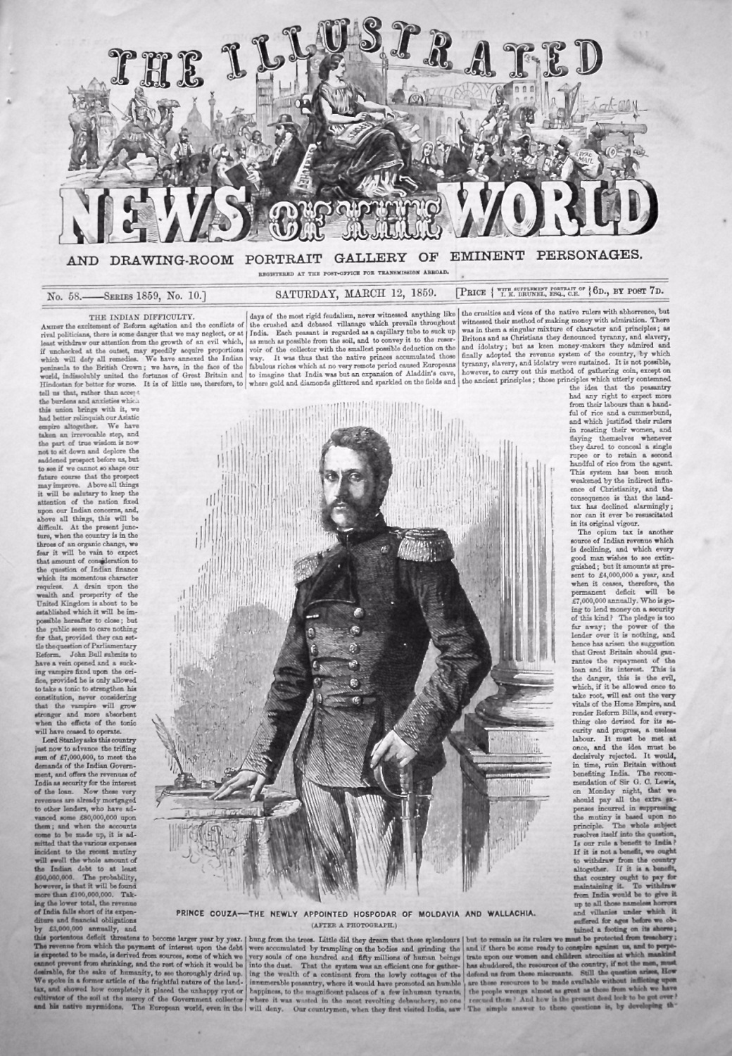The Illustrated News of the World,  March 12th, 1859.