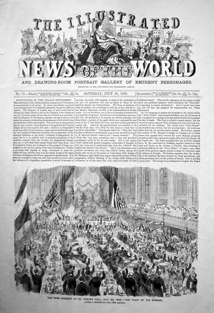 The Illustrated News of the World, July 30th, 1859.