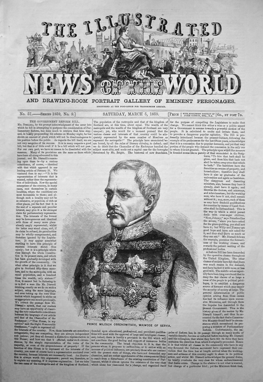 The Illustrated News of the World,  March 5th, 1859.