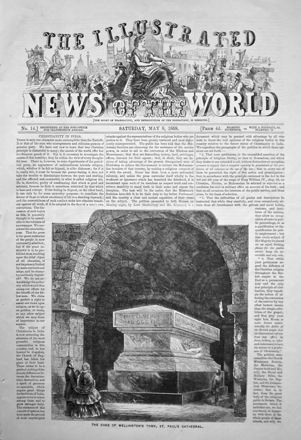 The Illustrated News of the World,  May 8th, 1858.