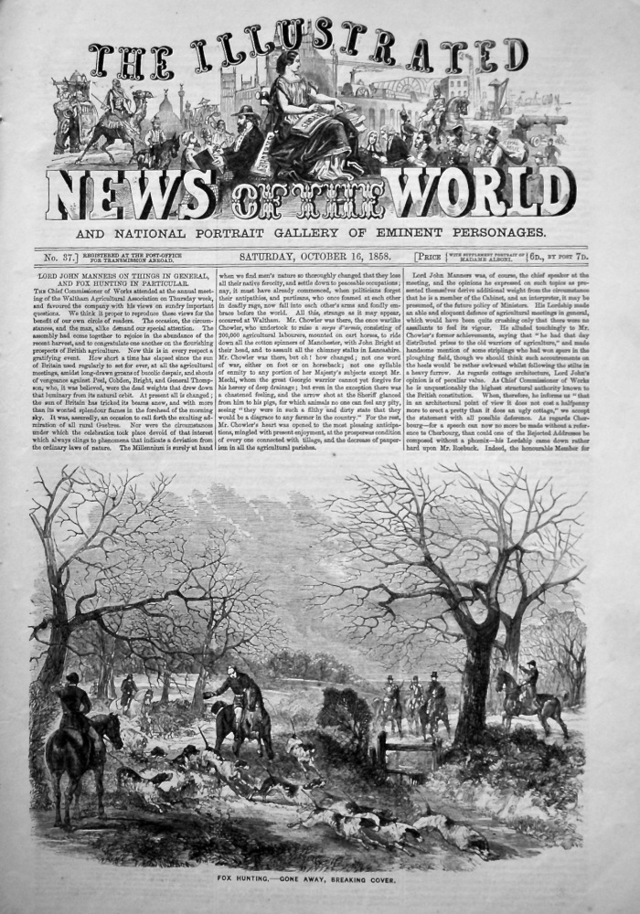 The Illustrated News of the World, October 16th, 1858.