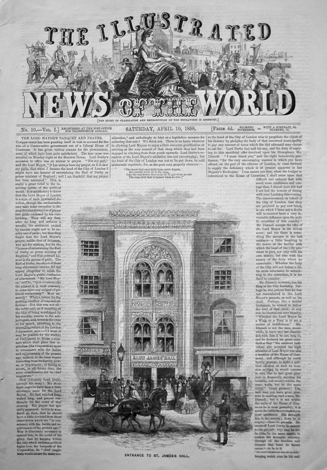 The Illustrated News of the World, April 10th, 1858.