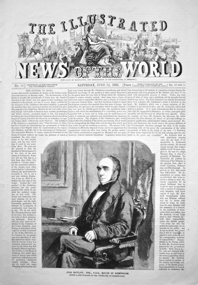 The Illustrated News of the World, June 12th, 1858.