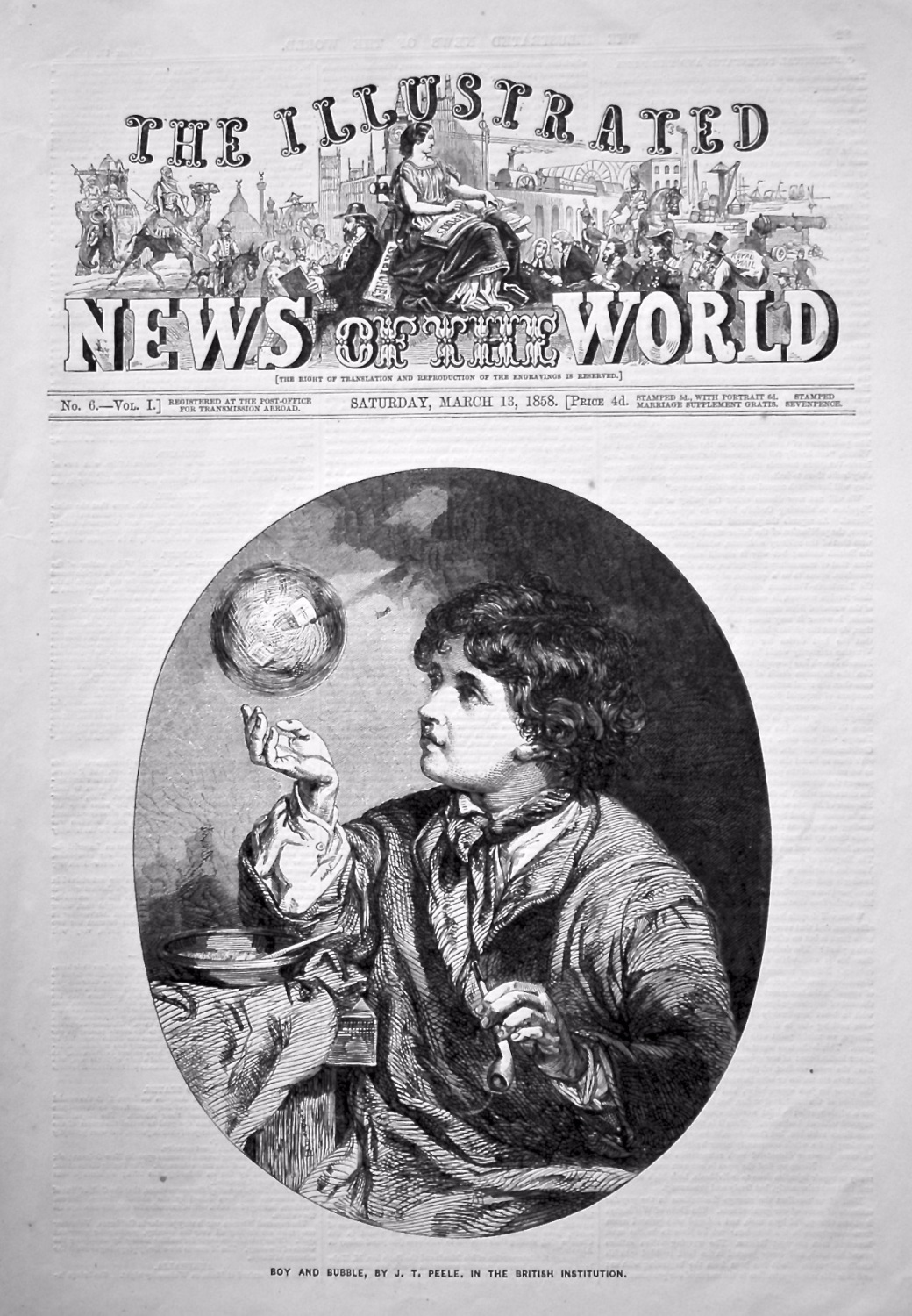 The Illustrated News of the World,  March 13th, 1858.
