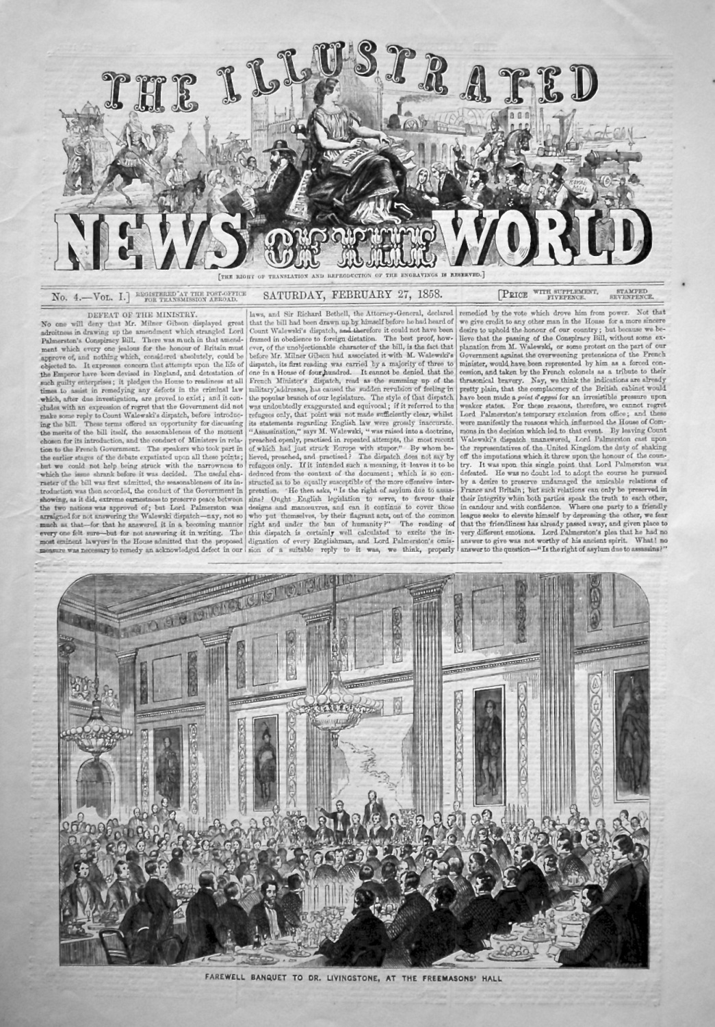 The Illustrated News of the World, February 27th, 1858.