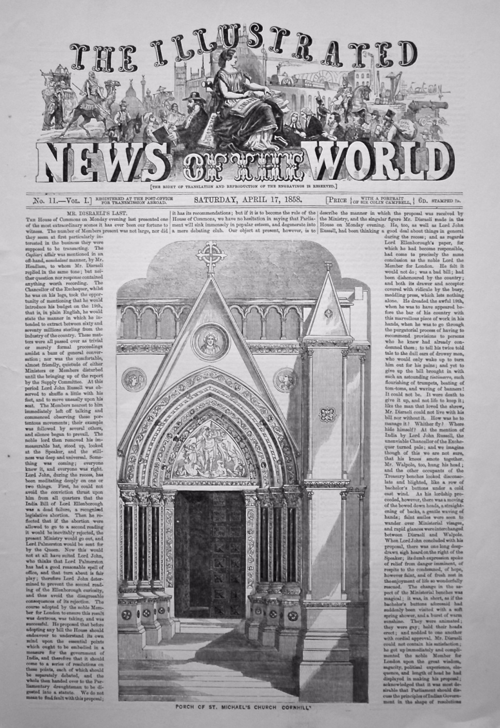 The Illustrated News of the World, April 17th, 1858.