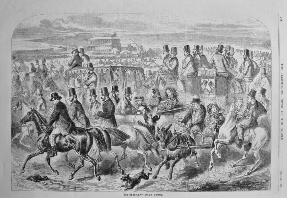 The Derby-Day - Epsom Downs. 1858.