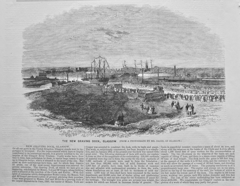 The New Graving Dock, Glasgow.  1858.