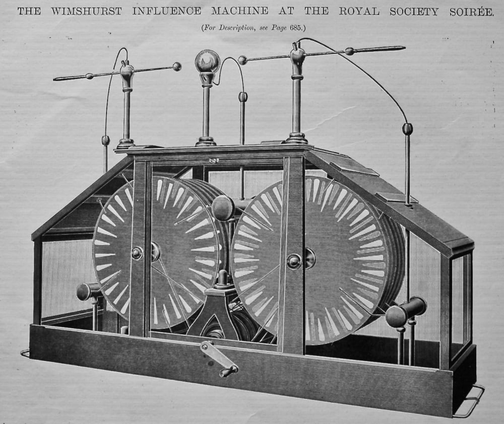 The Wimshurst Influence Machine at the Royal Society Soiree. 1897.
