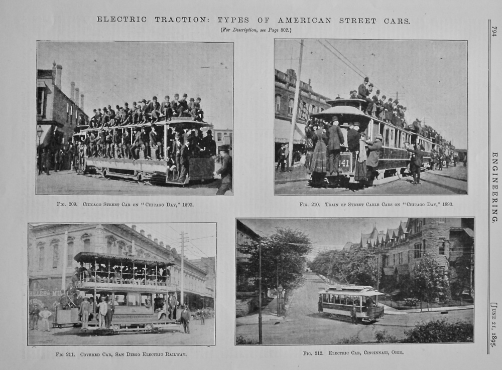 Electric Traction : Types of American Street Cars. 1895.