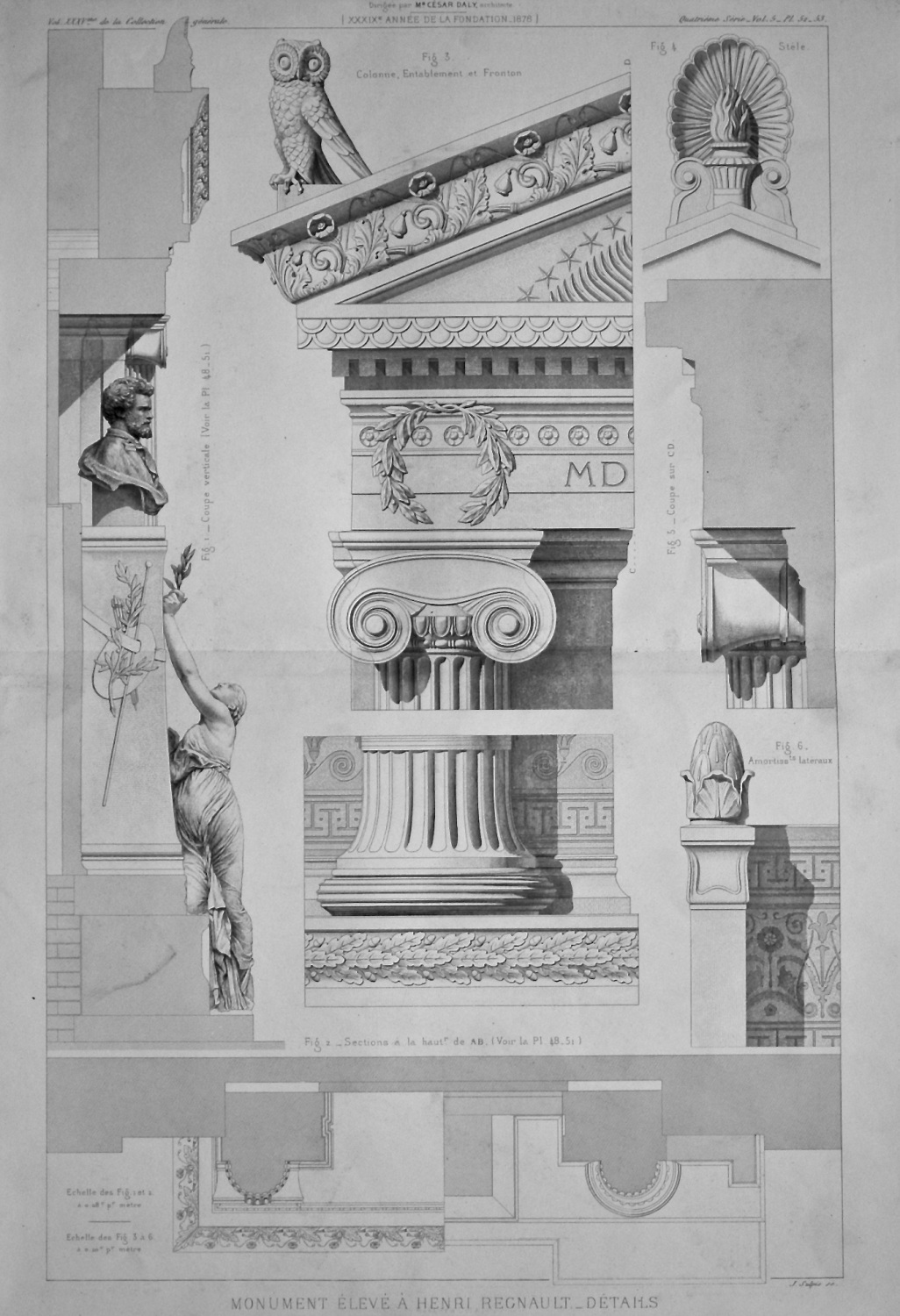 Monument Eleve A Henri Renault.- Details. 1878.