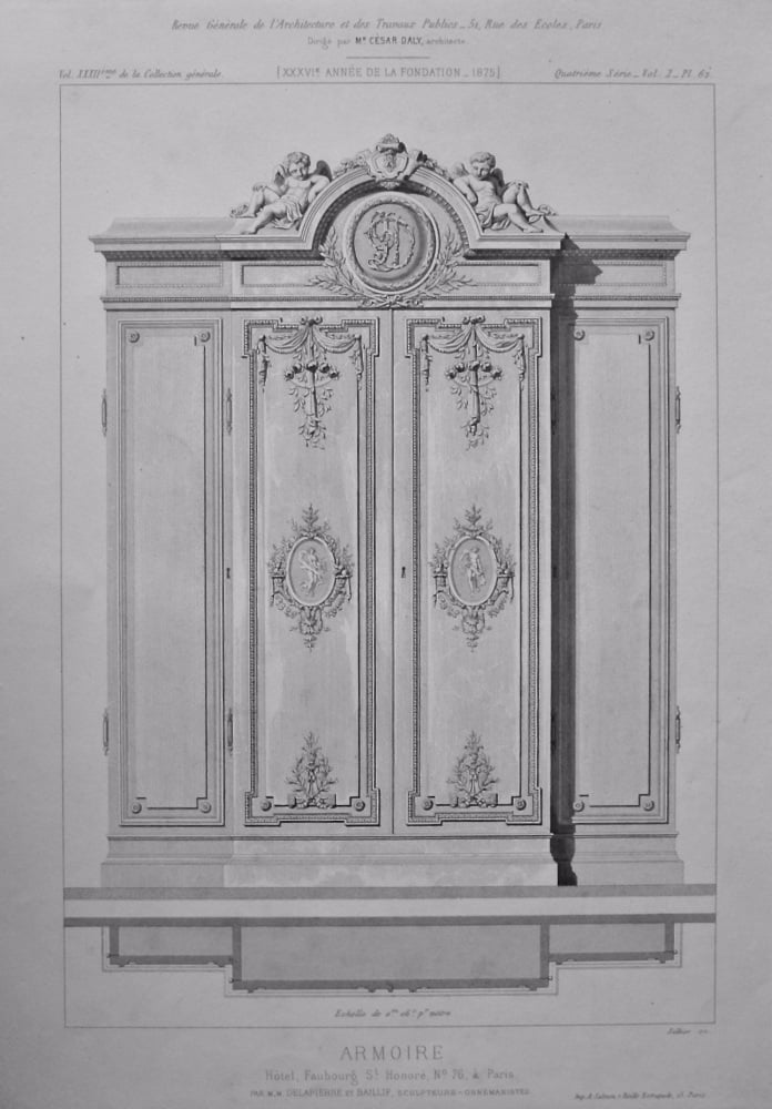 Armoire. Hotel, Faubourg St. Honore, No. 76, a Paris. 1875.