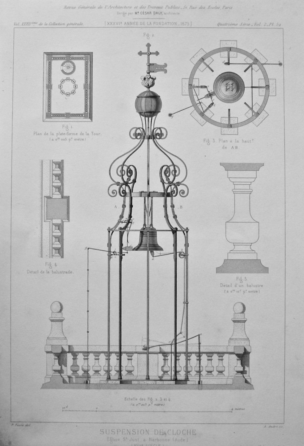 Suspension De Cloche. Eglise St. Just, a Narbonne (Aude). 1875