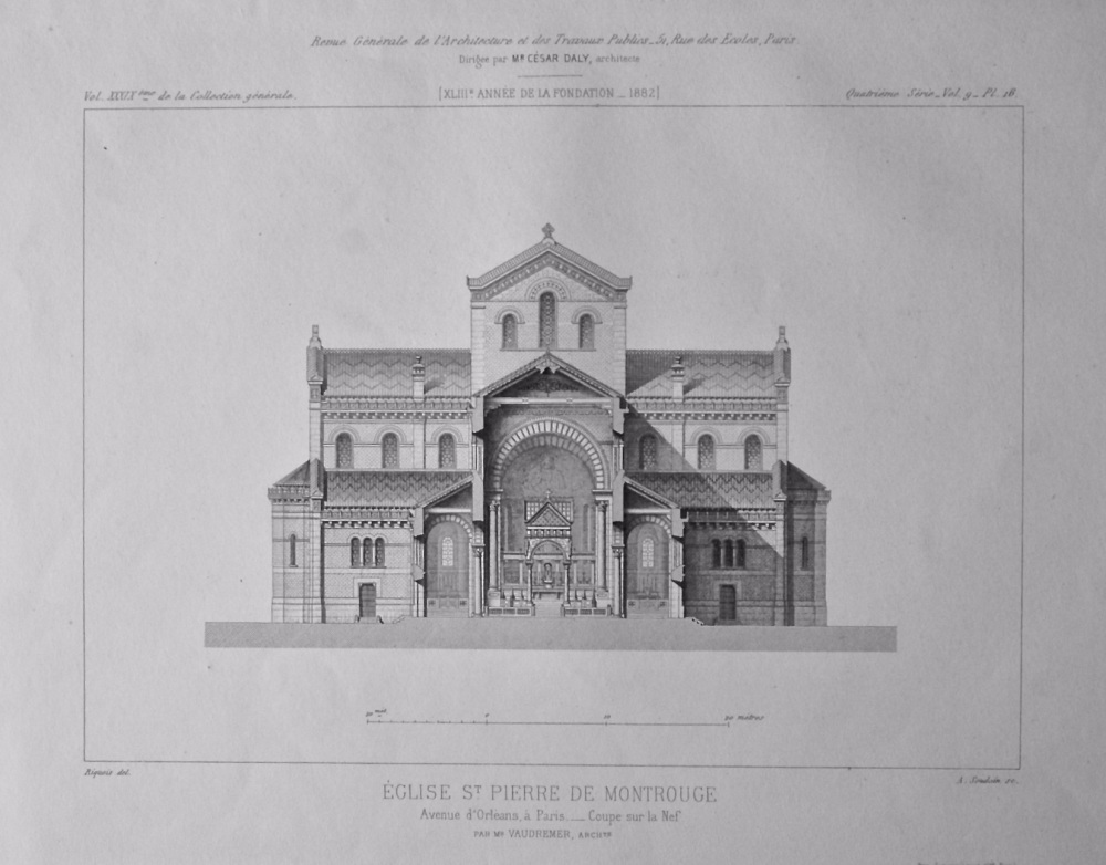 Eglise St. Pierre De Montrouge, Avenue d'Orleans, a Paris. _ Coupe sur la N