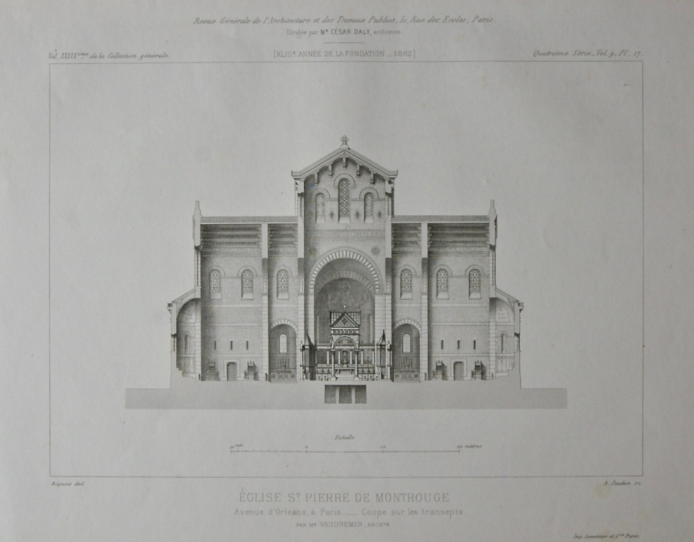 Eglise St. Pierre De Montrouge. Avenue d'Orleans, a Paris. _ Coupe sur les transepts. 1882.