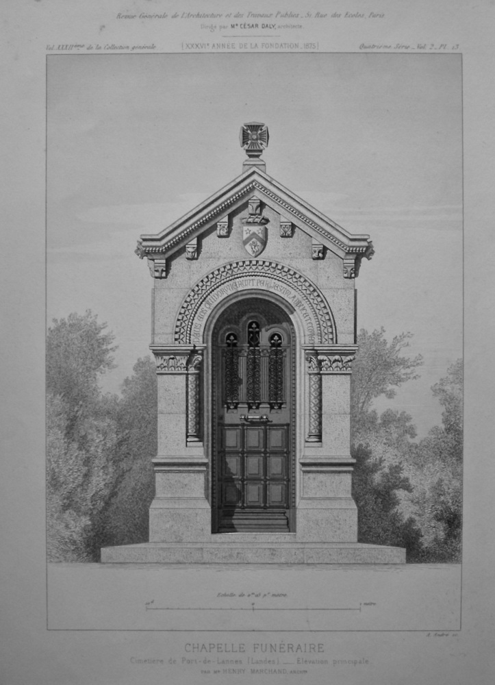 Chapelle Funéraire, Cimetière de Port-de-Lannes (Landes) _ Elevation principale.
