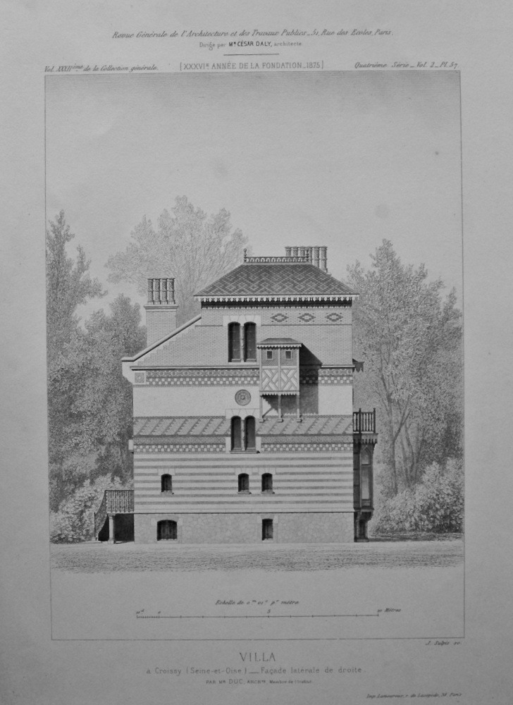 Villa a Croissy (Seine-et-Oise)_ Facade laterale de droite.  1875.