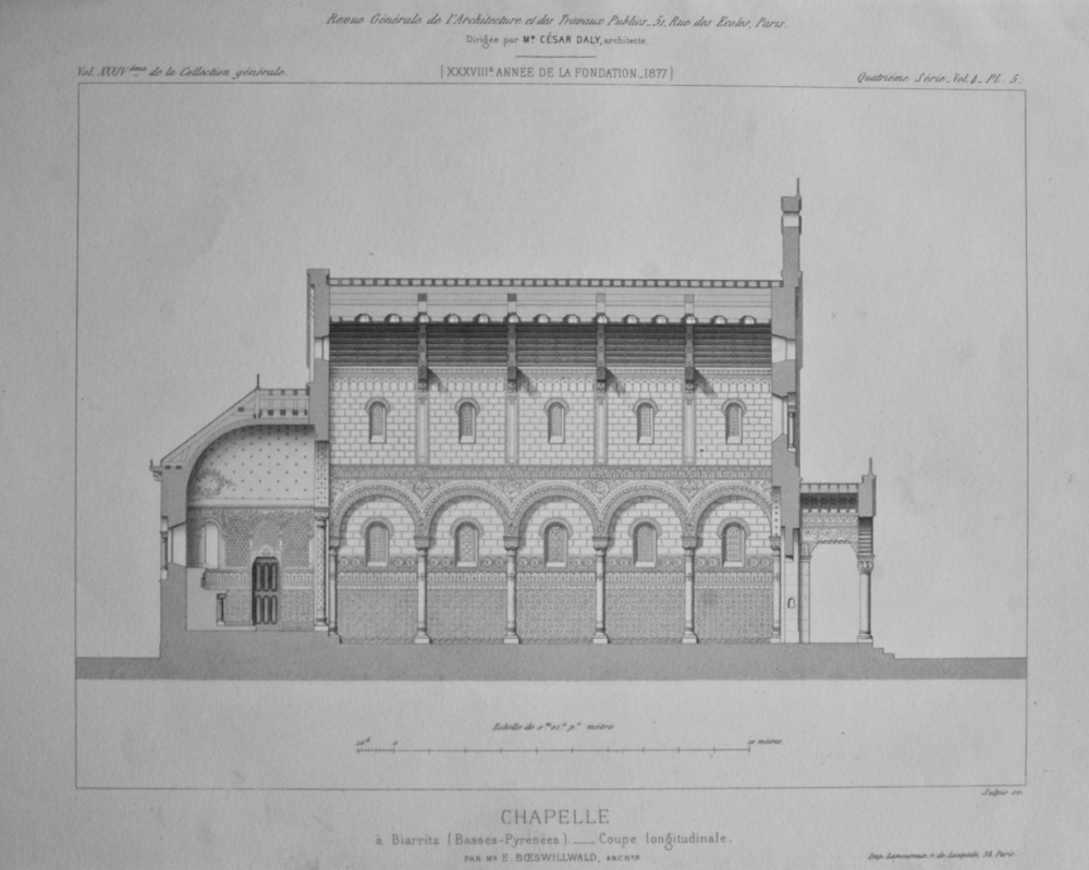 Chapelle, a Biarritz (Basses-Pyrenees)._ Coupe longitudinale. 1877.