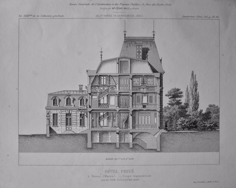 Hotel Prive. a Reims (Marne).- Coupe transversale. 1882.