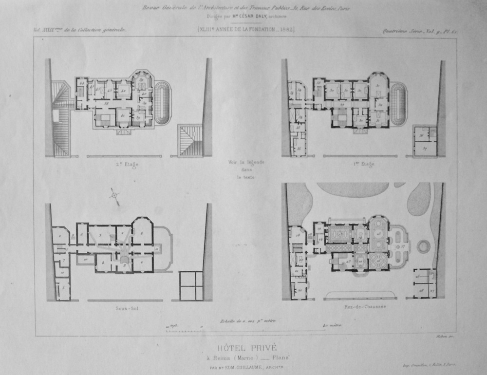 Hotel Prive, a Reims (Marne). _ Plans. 1882.