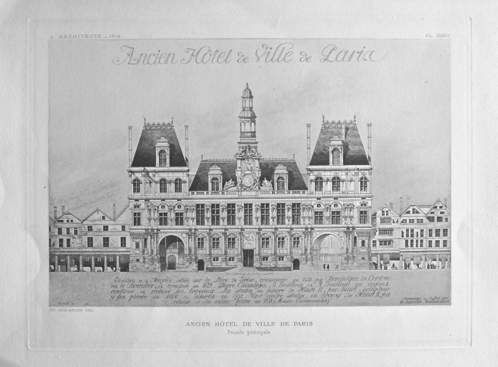 Ancien Hotel De Ville De Paris._ Facade principale. 1914.