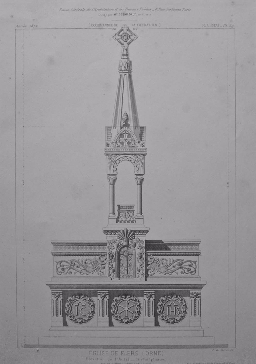 Eglise De Flers (Orne). Elevation de L'Autel. 1872