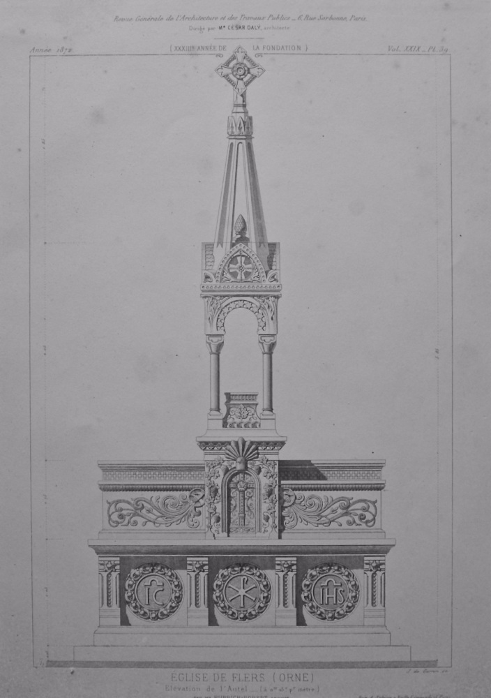 Eglise De Flers (Orne). Elevation de L'Autel. 1872