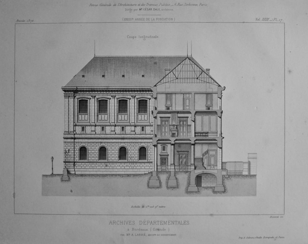 Archives Départementales a Bordeaux (Gironde). 1872.