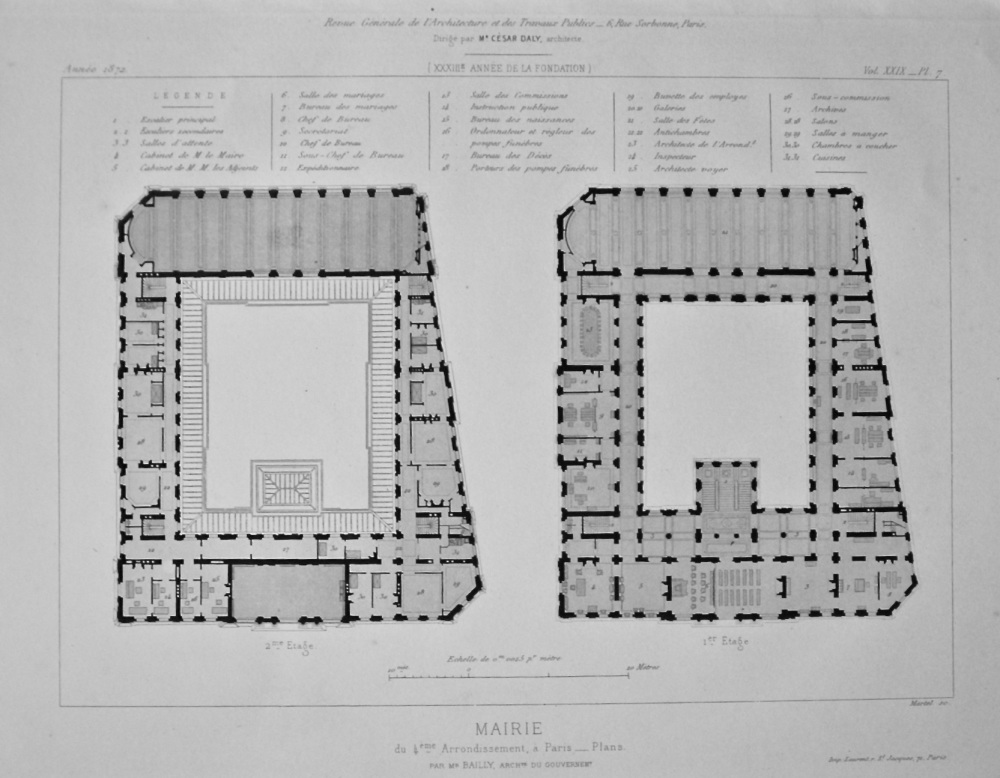 Mairie, du 4 émetteur Arrondissement, a Paris _ Plans. 1872.