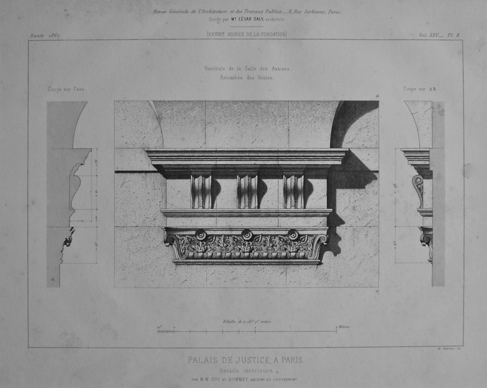 Palais De Justice, a Paris. Details intérieurs. 1867.